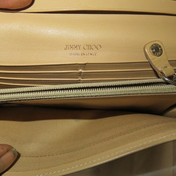 Jimmy Choo Gold c Snakeskin Long Bifold Wallet Gold Tone Hardware EUC - Picture 4 of 12
